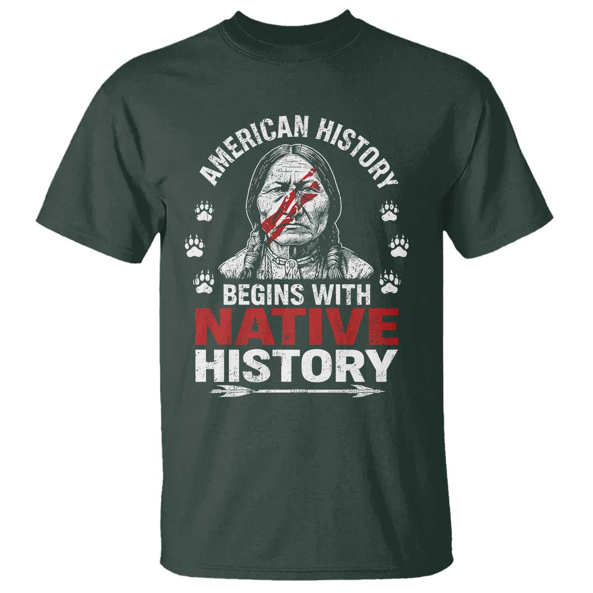 Native American History T Shirt Indigenous Peoples Tribal Pride TS10 Dark Forest Green Print Your Wear
