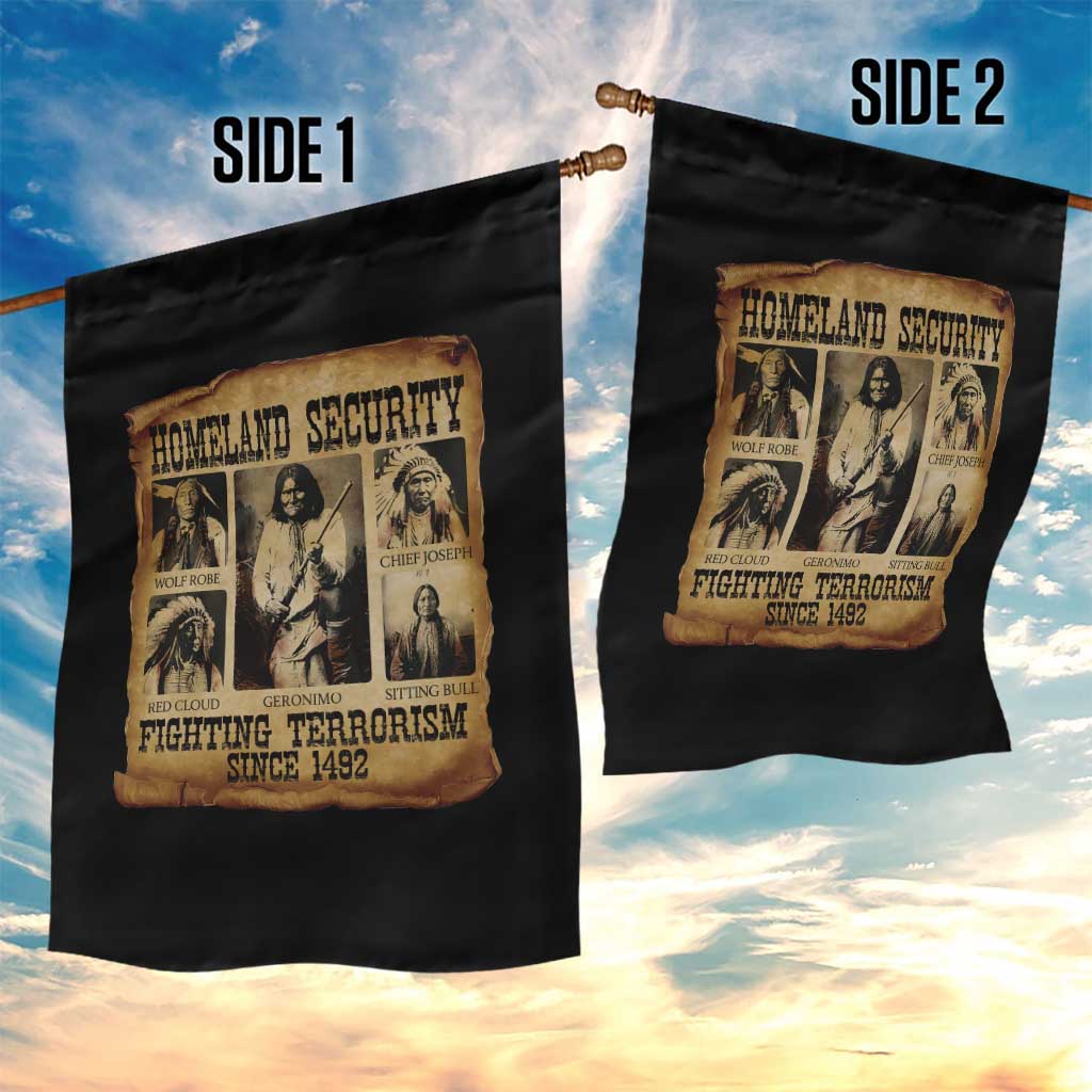 Vintage Native American Garden Flag Homeland Security Fighting Terrorism Since 1492 TS10 Print Your Wear