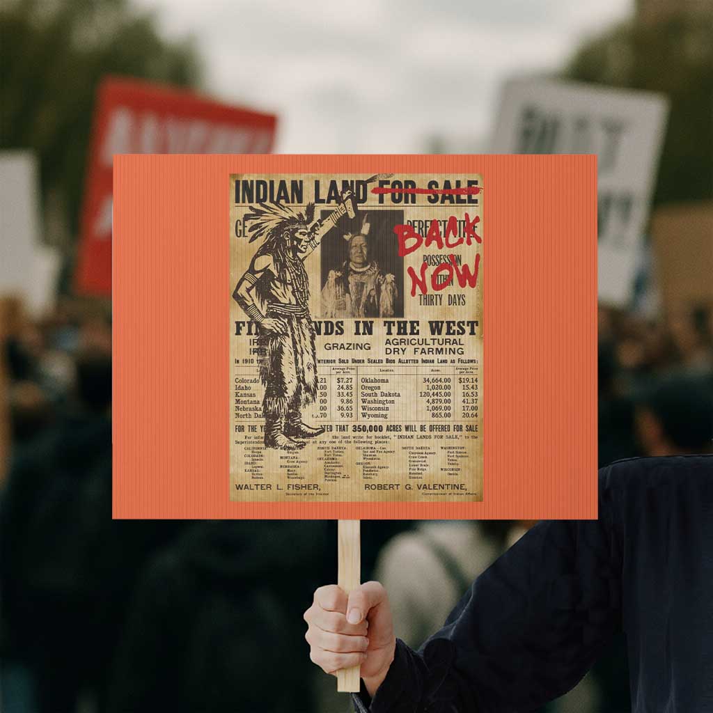 Native American Protest Sign Indian Land For Back Now TS10 Horizontal 18