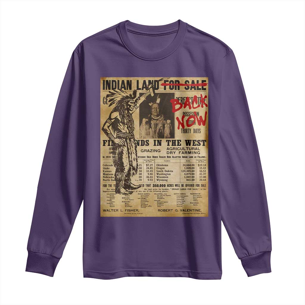 Native American Long Sleeve Shirt Indian Land For Back Now TS10 Purple Print Your Wear