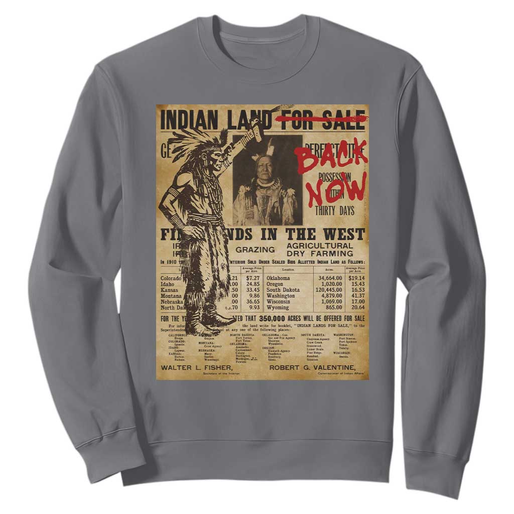 Native American Sweatshirt Indian Land For Back Now TS10 Charcoal Print Your Wear