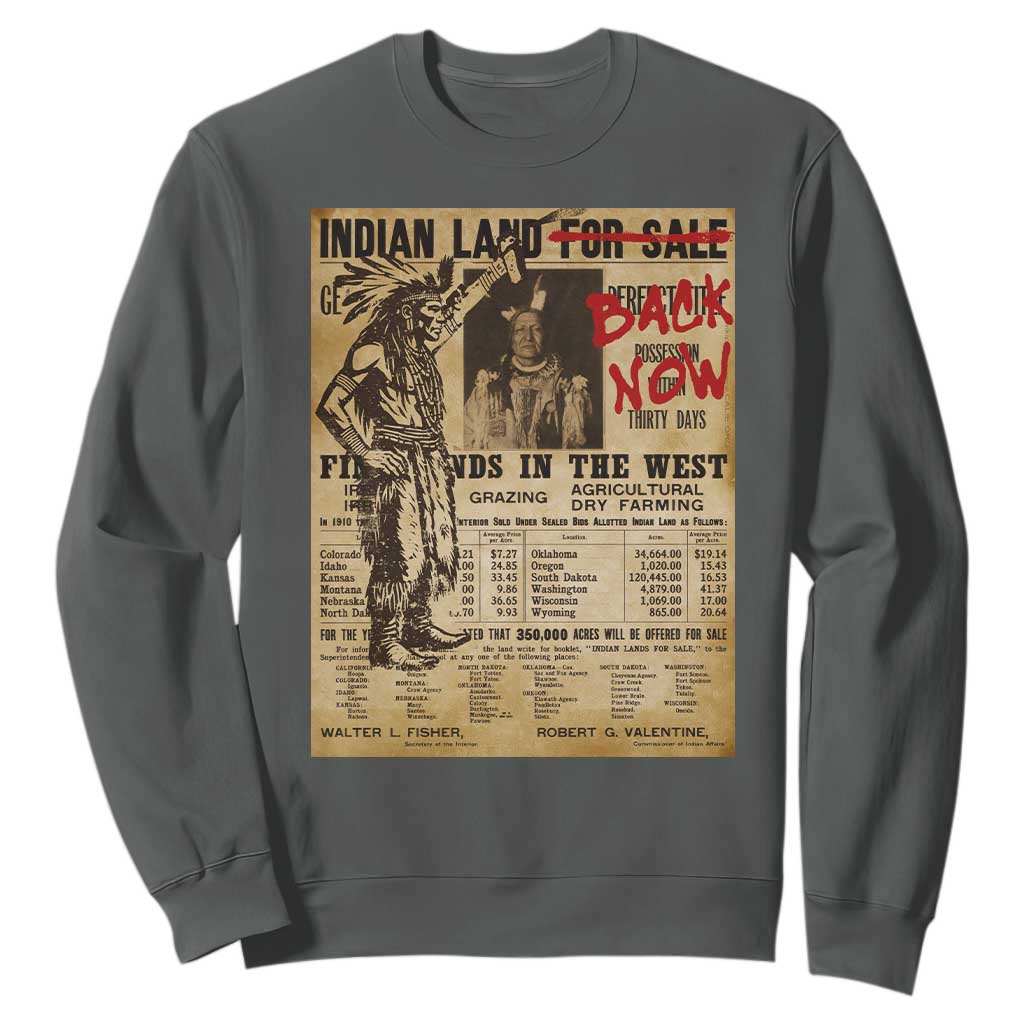 Native American Sweatshirt Indian Land For Back Now TS10 Dark Heather Print Your Wear