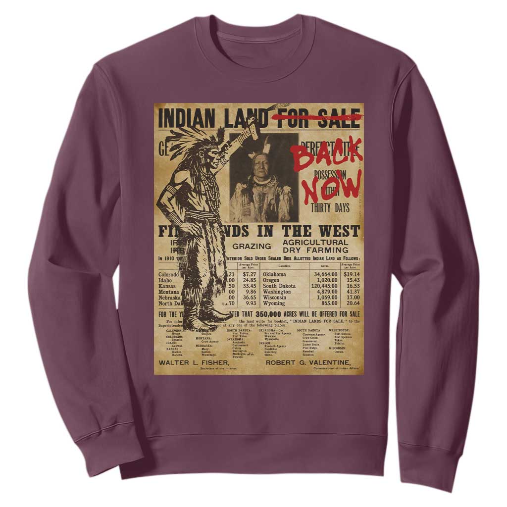 Native American Sweatshirt Indian Land For Back Now TS10 Maroon Print Your Wear
