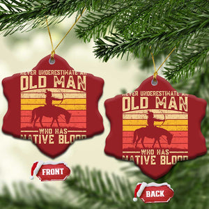 Funny Native American Christmas Ornament Never Underestimate An Old Man Native American TS10 Snow Flake Red Print Your Wear