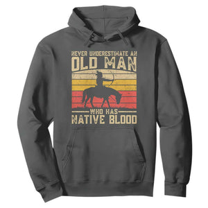 Funny Native American Hoodie Never Underestimate An Old Man Native American TS10 Dark Heather Print Your Wear