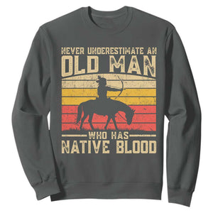 Funny Native American Sweatshirt Never Underestimate An Old Man Native American TS10 Dark Heather Print Your Wear