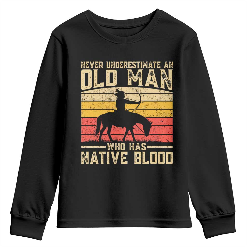 Funny Native American Youth Sweatshirt Never Underestimate An Old Man Native American TS10 Black Print Your Wear