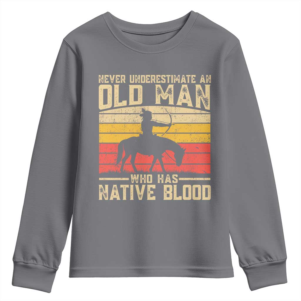 Funny Native American Youth Sweatshirt Never Underestimate An Old Man Native American TS10 Charcoal Print Your Wear