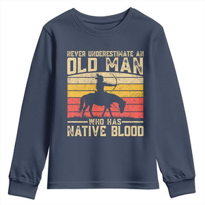 Funny Native American Youth Sweatshirt Never Underestimate An Old Man Native American TS10 Navy Print Your Wear