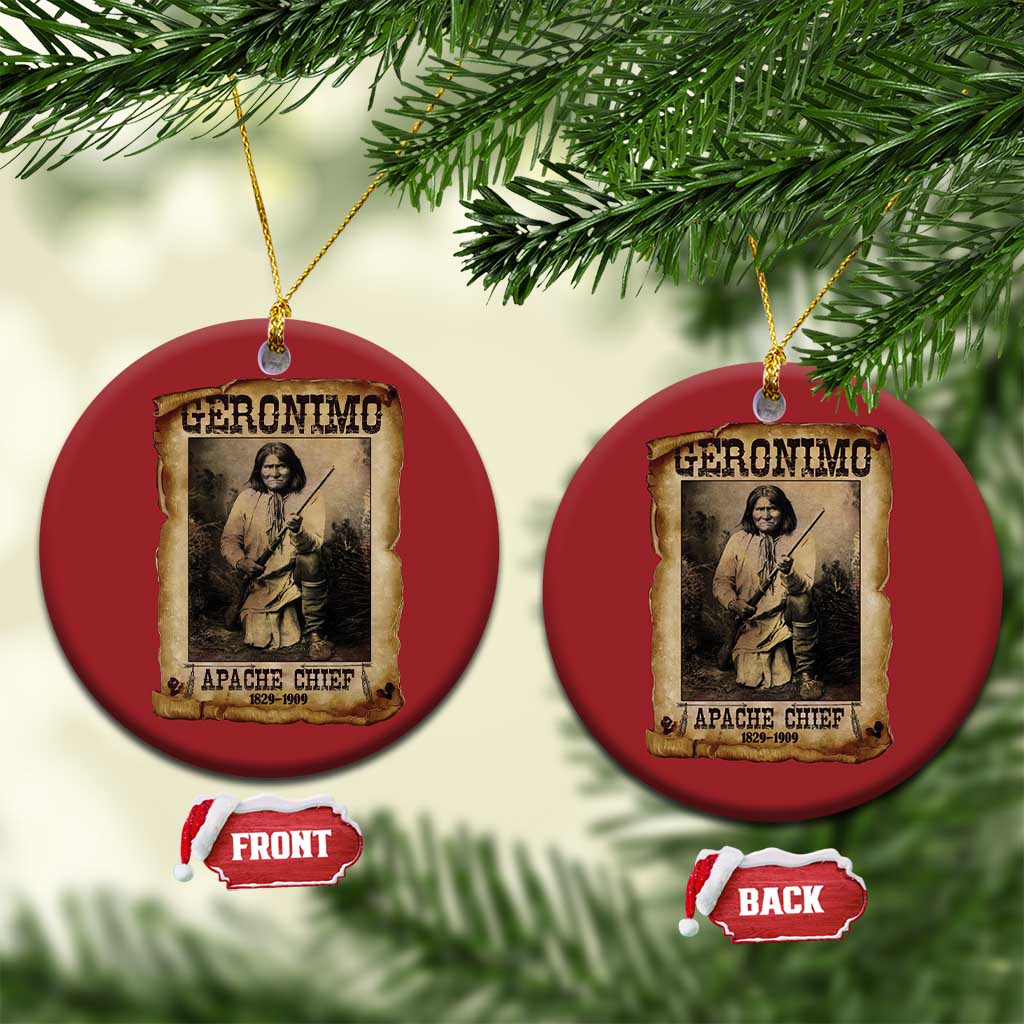 Geronimo Christmas Ornament Vintage Apache Warrior Native American TS10 Circle Red Print Your Wear
