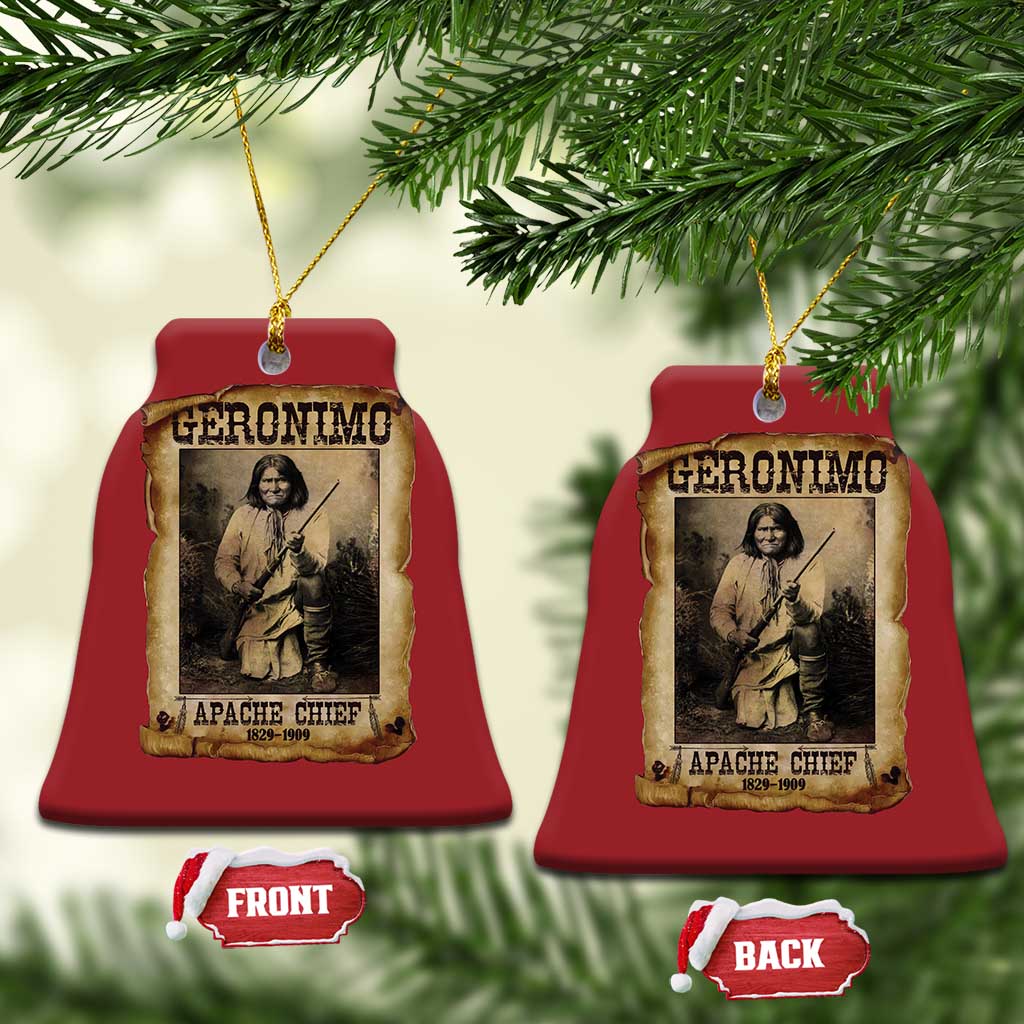 Geronimo Christmas Ornament Vintage Apache Warrior Native American TS10 Bell Flake Red Print Your Wear