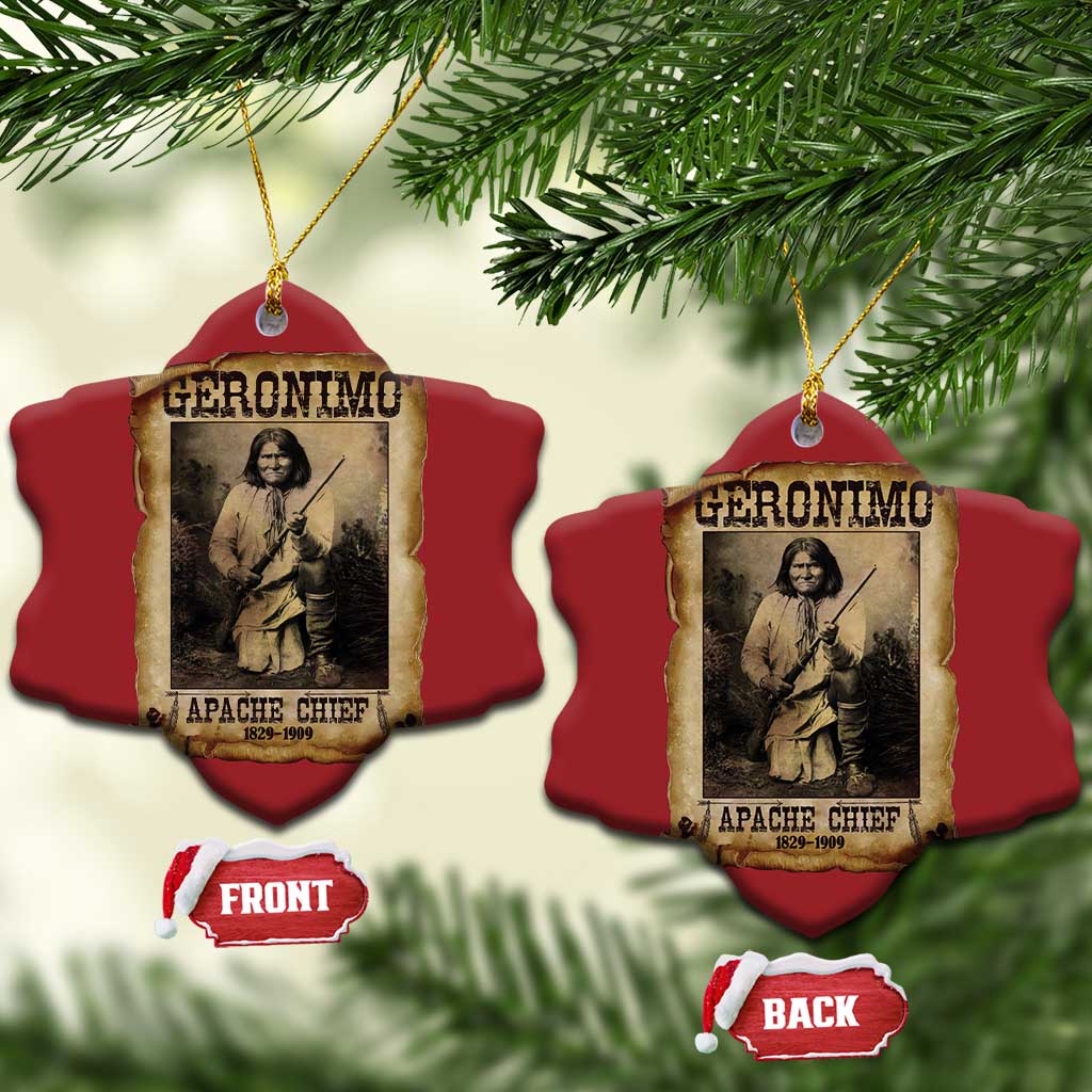 Geronimo Christmas Ornament Vintage Apache Warrior Native American TS10 Snow Flake Red Print Your Wear
