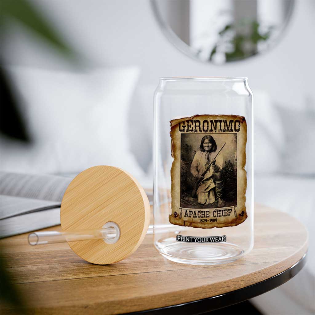 Geronimo Glass Can Vintage Apache Warrior Native American TS10 Print Your Wear