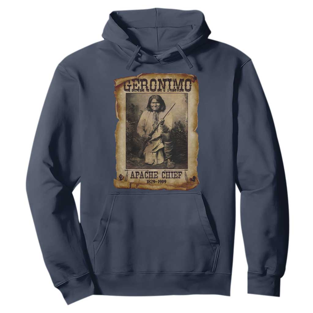 Geronimo Hoodie Vintage Apache Warrior Native American TS10 Navy Print Your Wear