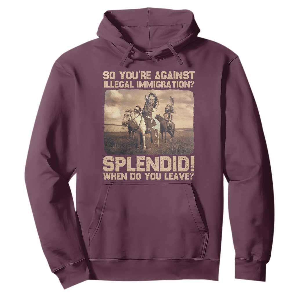 Vintage Native American Hoodie Funny Indian Indigenous Peoples Day TS10 Maroon Print Your Wear