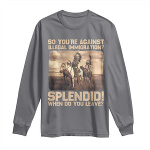 Vintage Native American Long Sleeve Shirt Funny Indian Indigenous Peoples Day TS10 Charcoal Print Your Wear