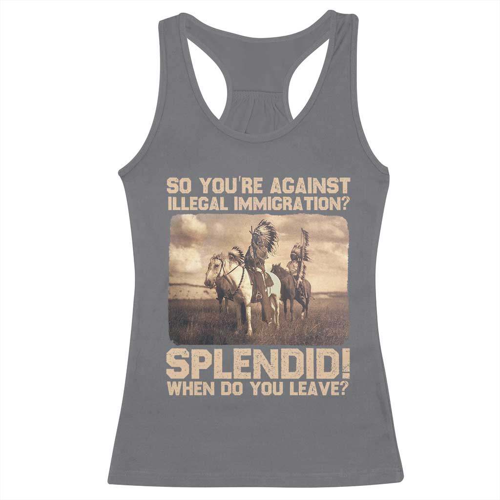 Vintage Native American Racerback Tank Top Funny Indian Indigenous Peoples Day TS10 Charcoal Print Your Wear