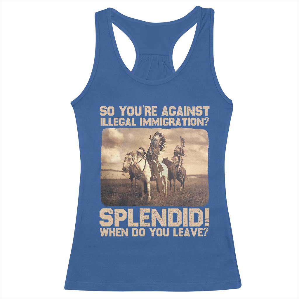 Vintage Native American Racerback Tank Top Funny Indian Indigenous Peoples Day TS10 Royal Blue Print Your Wear
