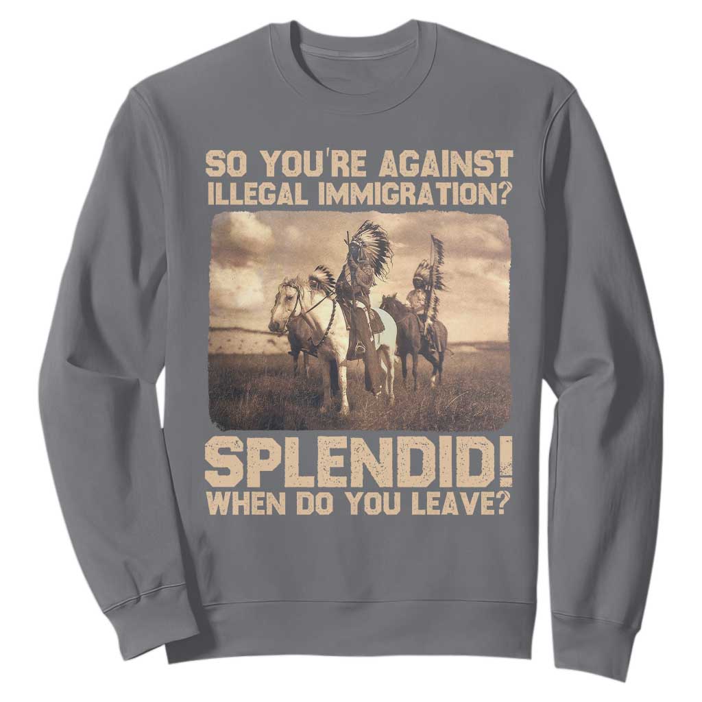 Vintage Native American Sweatshirt Funny Indian Indigenous Peoples Day TS10 Charcoal Print Your Wear