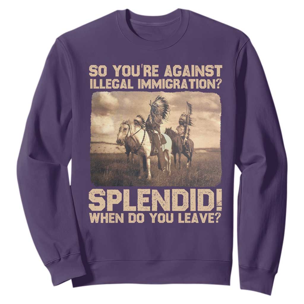 Vintage Native American Sweatshirt Funny Indian Indigenous Peoples Day TS10 Purple Print Your Wear