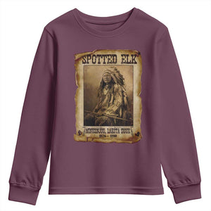 Spotted Elk Youth Sweatshirt Lakota Sioux Miniconjou Chief Native American History TS10 Maroon Print Your Wear