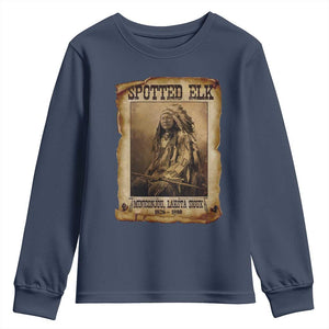 Spotted Elk Youth Sweatshirt Lakota Sioux Miniconjou Chief Native American History TS10 Navy Print Your Wear