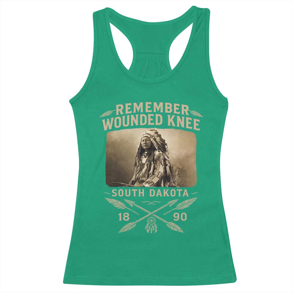 Remember Wounded Knee Racerback Tank Top Spotted Elk Lakota Sioux Native American History TS10 Irish Green Print Your Wear
