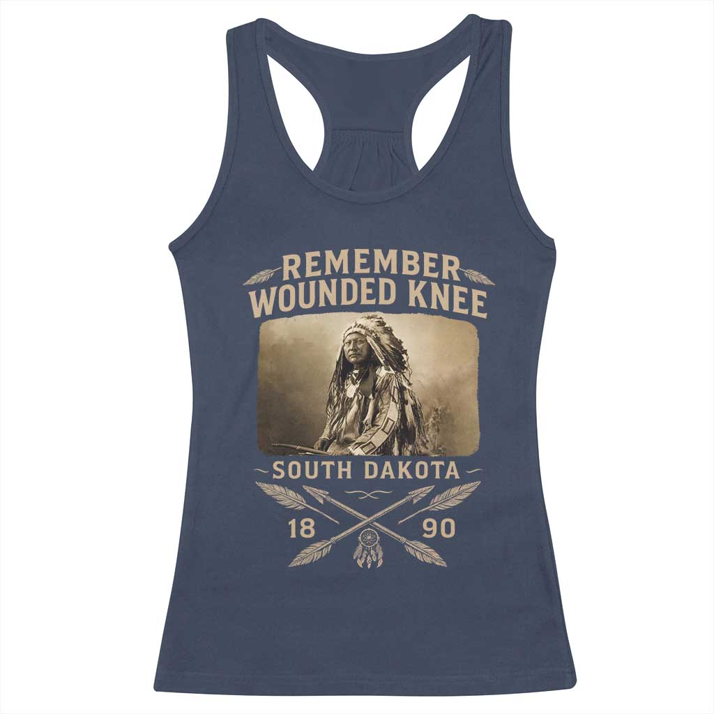 Remember Wounded Knee Racerback Tank Top Spotted Elk Lakota Sioux Native American History TS10 Navy Print Your Wear