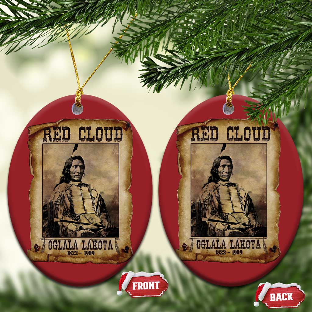 Red Cloud Christmas Ornament Oglala Lakota Sioux Native American Chief Warrior History TS10 Oval Red Print Your Wear