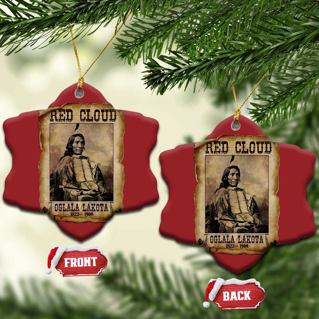 Red Cloud Christmas Ornament Oglala Lakota Sioux Native American Chief Warrior History TS10 Snow Flake Red Print Your Wear