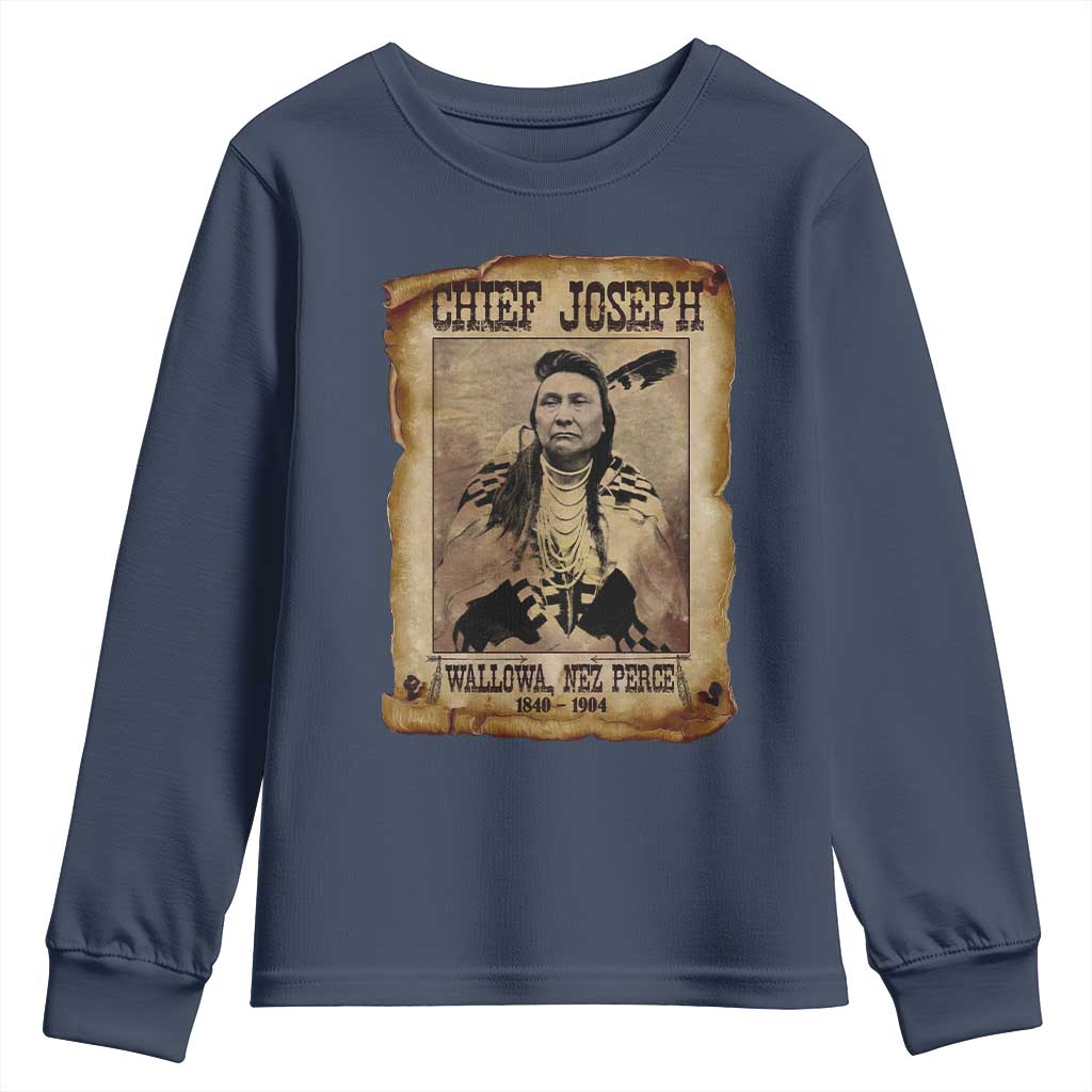 Chief Joseph Youth Sweatshirt Wallowa Nez Perce Native American Leader History TS10 Navy Print Your Wear