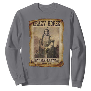 Crazy Horse Sweatshirt Legendary Oglala Sioux Lakota Leader Native American Indian TS10 Charcoal Print Your Wear