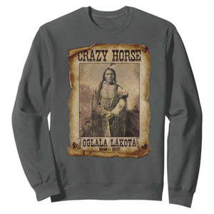 Crazy Horse Sweatshirt Legendary Oglala Sioux Lakota Leader Native American Indian TS10 Dark Heather Print Your Wear