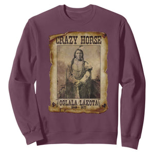 Crazy Horse Sweatshirt Legendary Oglala Sioux Lakota Leader Native American Indian TS10 Maroon Print Your Wear