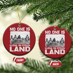 No One Is Illegal On Stolen Land Christmas Ornament Native Tribe Indigenous People TS10 Circle Red Print Your Wear