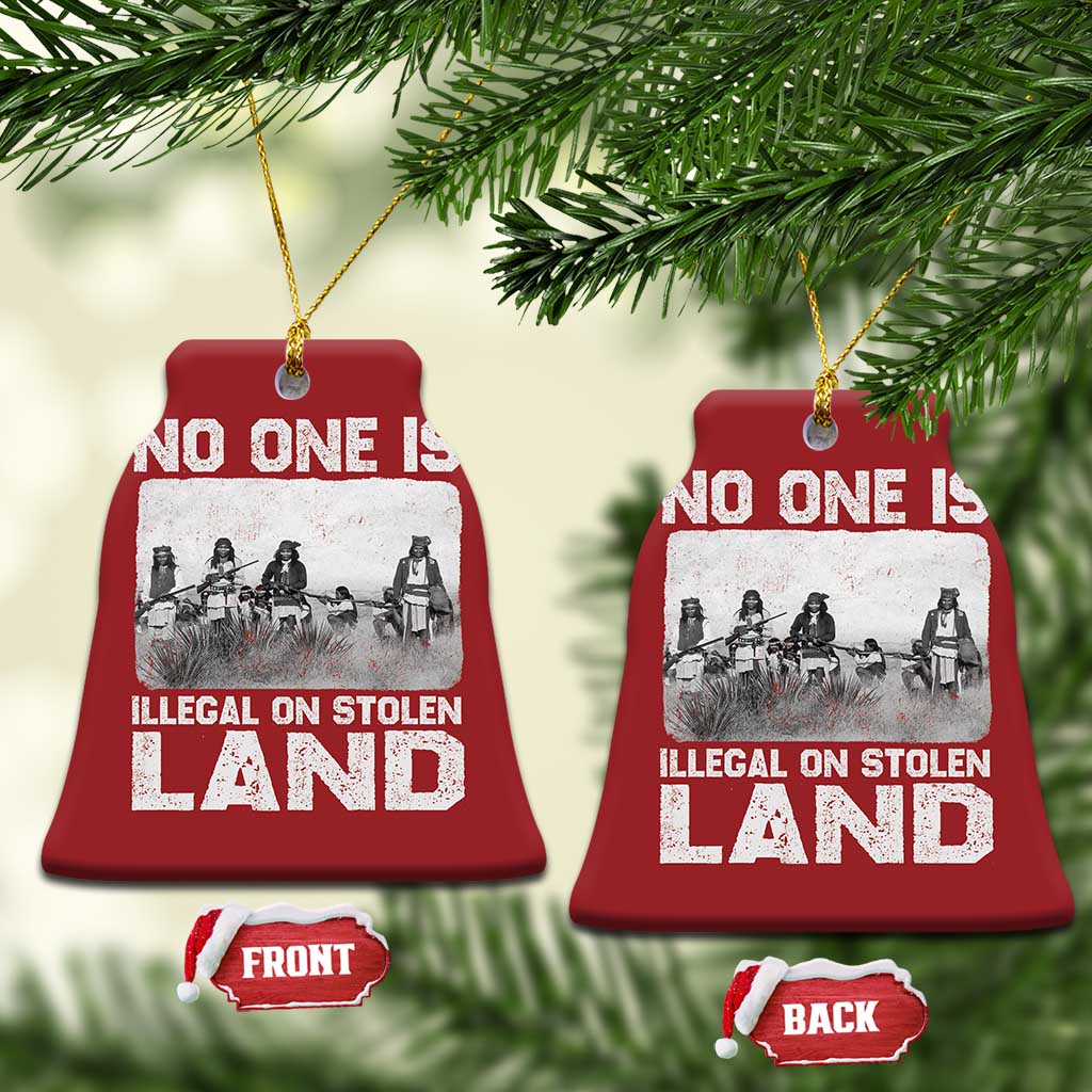 No One Is Illegal On Stolen Land Christmas Ornament Native Tribe Indigenous People TS10 Bell Flake Red Print Your Wear