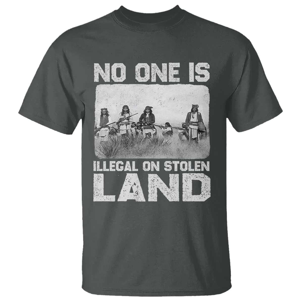 No One Is Illegal On Stolen Land T Shirt Native Tribe Indigenous People TS10 Dark Heather Print Your Wear