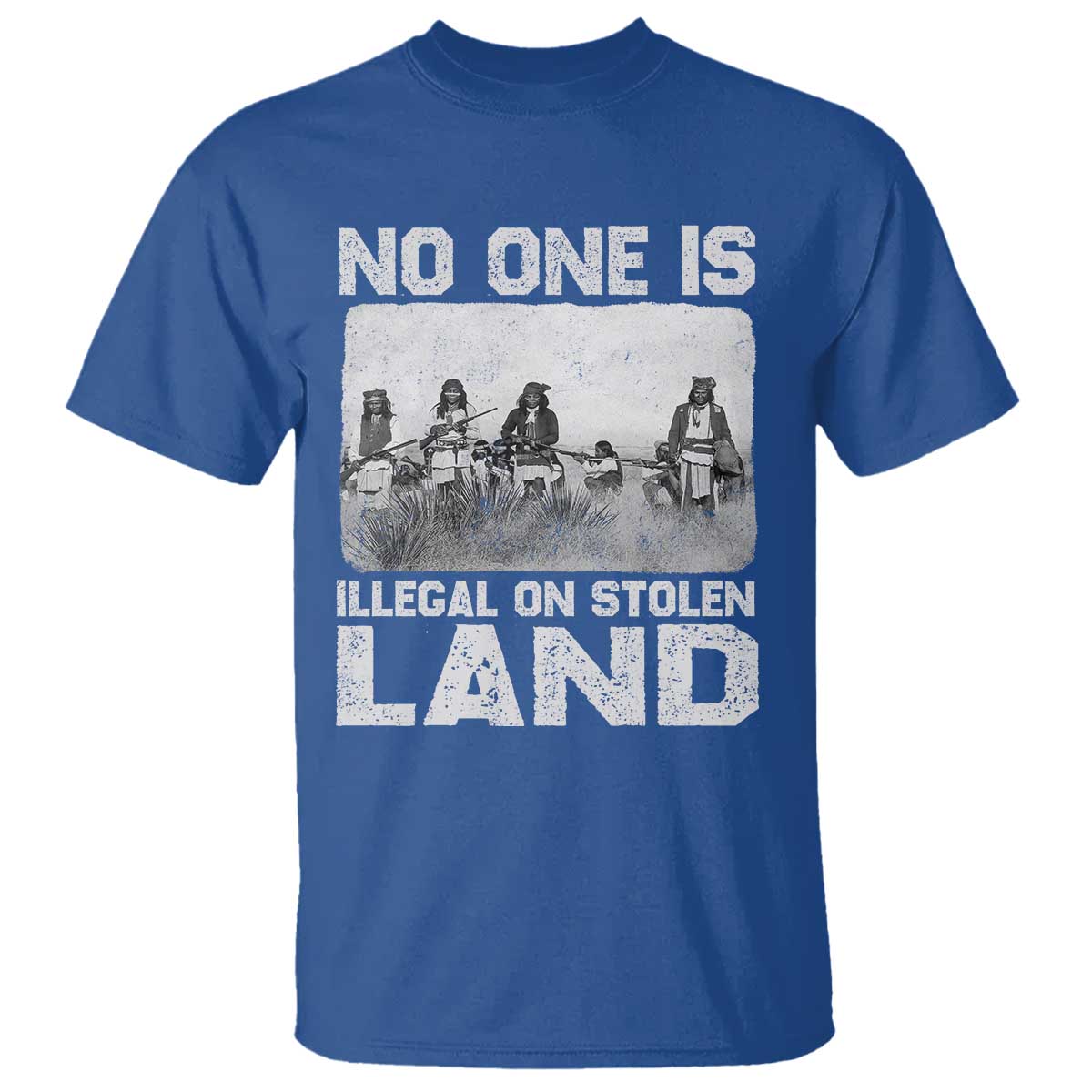 No One Is Illegal On Stolen Land T Shirt Native Tribe Indigenous People TS10 Royal Blue Print Your Wear