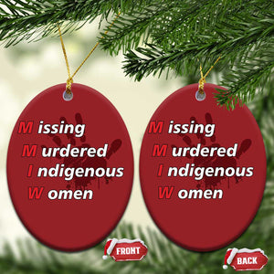 MMIW Christmas Ornament Missing Murdered Indigenous Women Red Hand TS10 Oval Red Print Your Wear