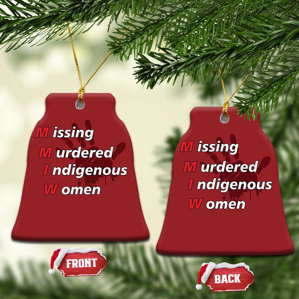 MMIW Christmas Ornament Missing Murdered Indigenous Women Red Hand TS10 Bell Flake Red Print Your Wear