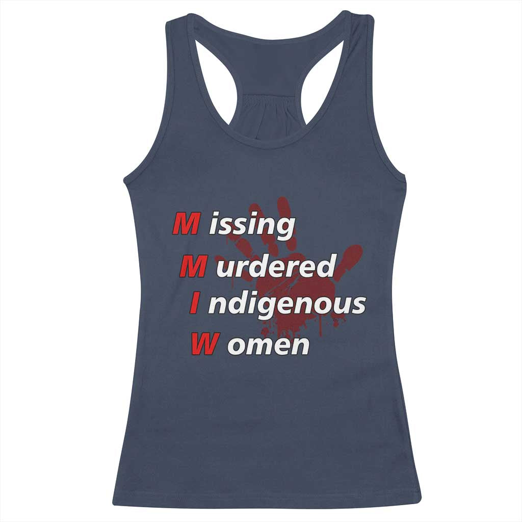MMIW Racerback Tank Top Missing Murdered Indigenous Women Red Hand TS10 Navy Print Your Wear