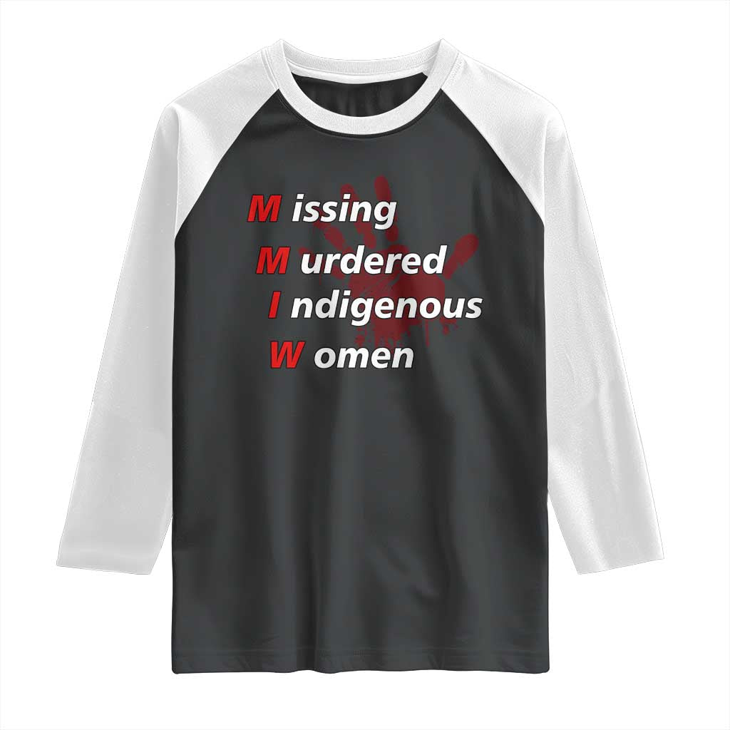 MMIW Raglan Shirt Missing Murdered Indigenous Women Red Hand TS10 Black White Print Your Wear