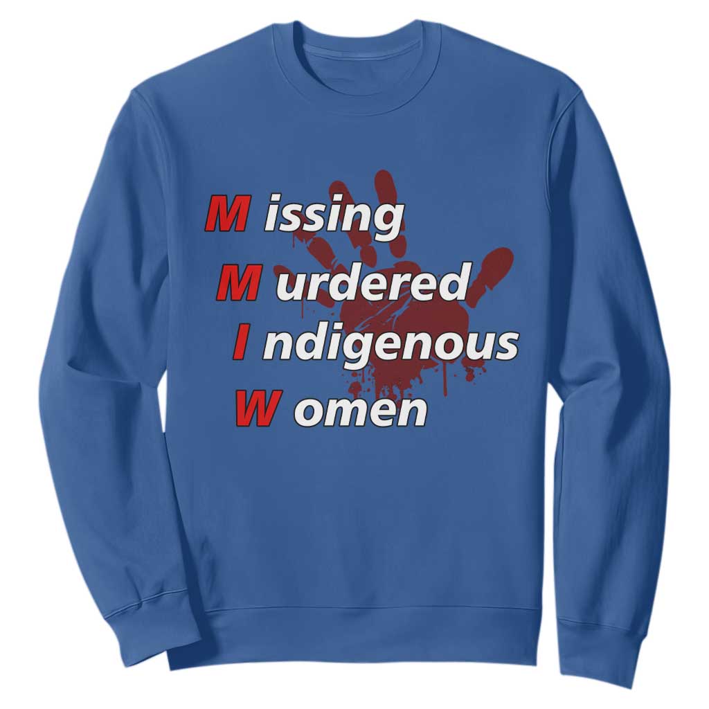 MMIW Sweatshirt Missing Murdered Indigenous Women Red Hand TS10 Royal Blue Print Your Wear