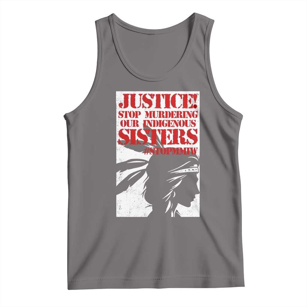 MMIW Awareness Tank Top Justice Stop Murdering Our Indigenous Sisters TS10 Deep Heather Print Your Wear