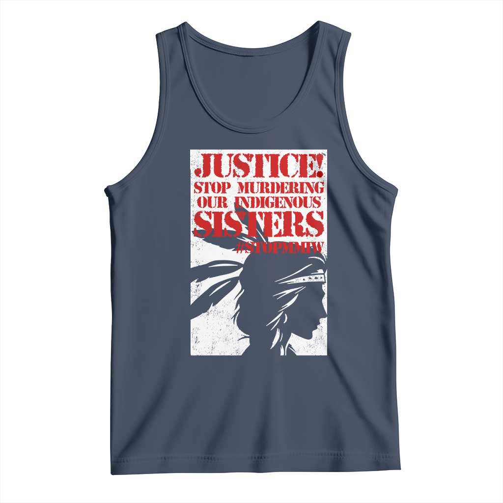 MMIW Awareness Tank Top Justice Stop Murdering Our Indigenous Sisters TS10 Navy Print Your Wear