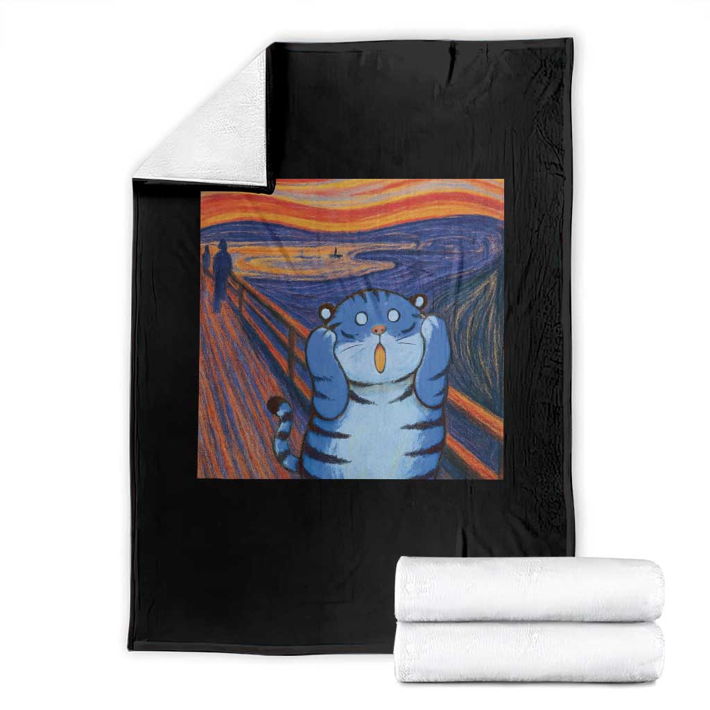 Blue Tiger Scream Throw Blanket Cute Animal Anime Demon Aesthetic Painting TS10 Black Print Your Wear