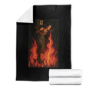 Funny Halloween Witch Throw Blanket Witch Lighting Cigarette With Flames Occult Unholy TS10 Black Print Your Wear