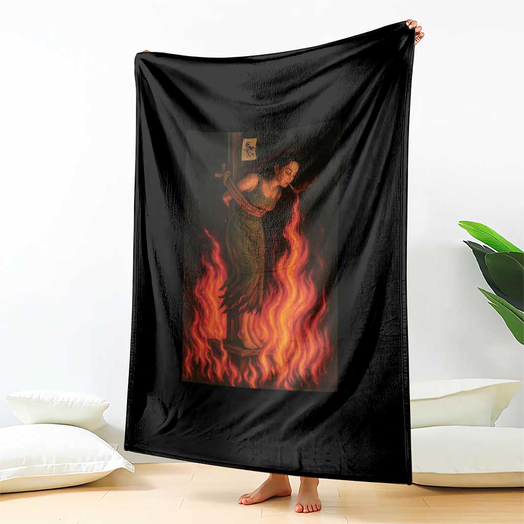 Funny Halloween Witch Throw Blanket Witch Lighting Cigarette With Flames Occult Unholy TS10 Print Your Wear