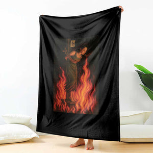 Funny Halloween Witch Throw Blanket Witch Lighting Cigarette With Flames Occult Unholy TS10 Print Your Wear