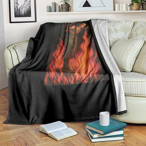 Funny Halloween Witch Throw Blanket Witch Lighting Cigarette With Flames Occult Unholy TS10 Print Your Wear